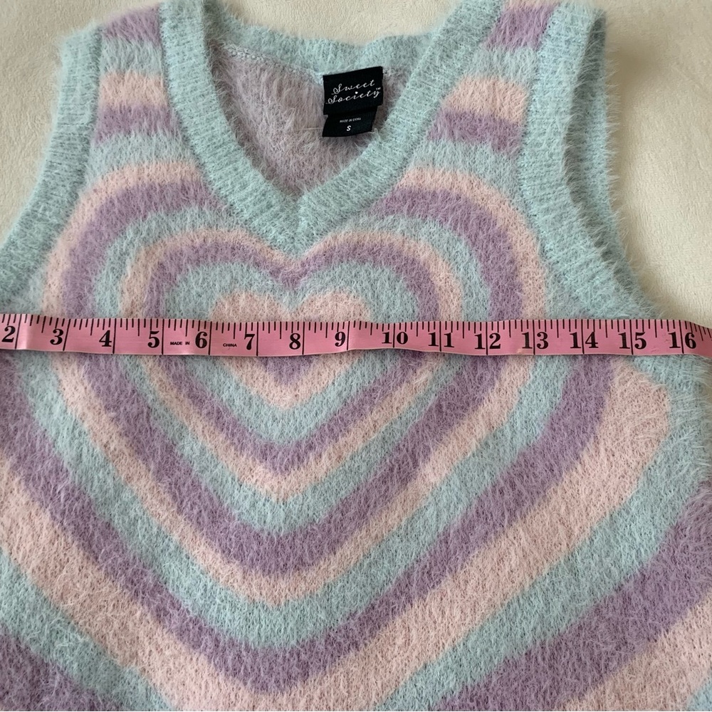 SWEET SOCIETY Hot Topic ladies, pastel hearts, sweater, vest size Small VVGUC+++ - Picture 9 of 11
